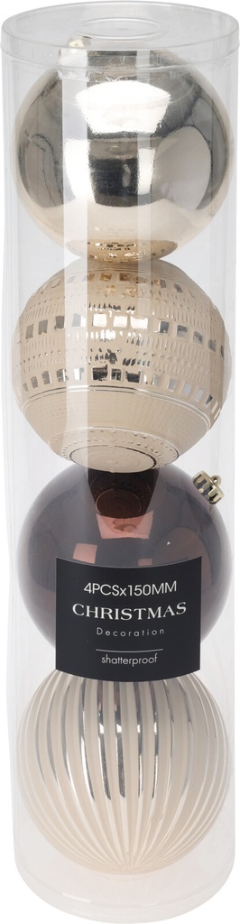 4 BOULES DE NOËL - 4X150MM - AMBRE