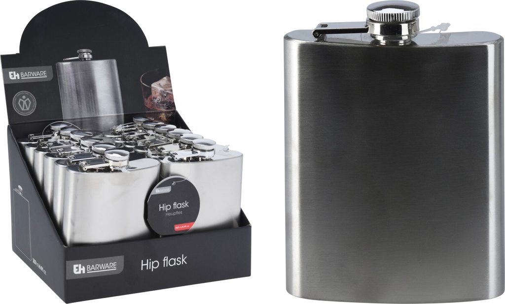 FLASQUE BOUTEILLE DE POCHE EN INOX - 13X9,5x2,5CM