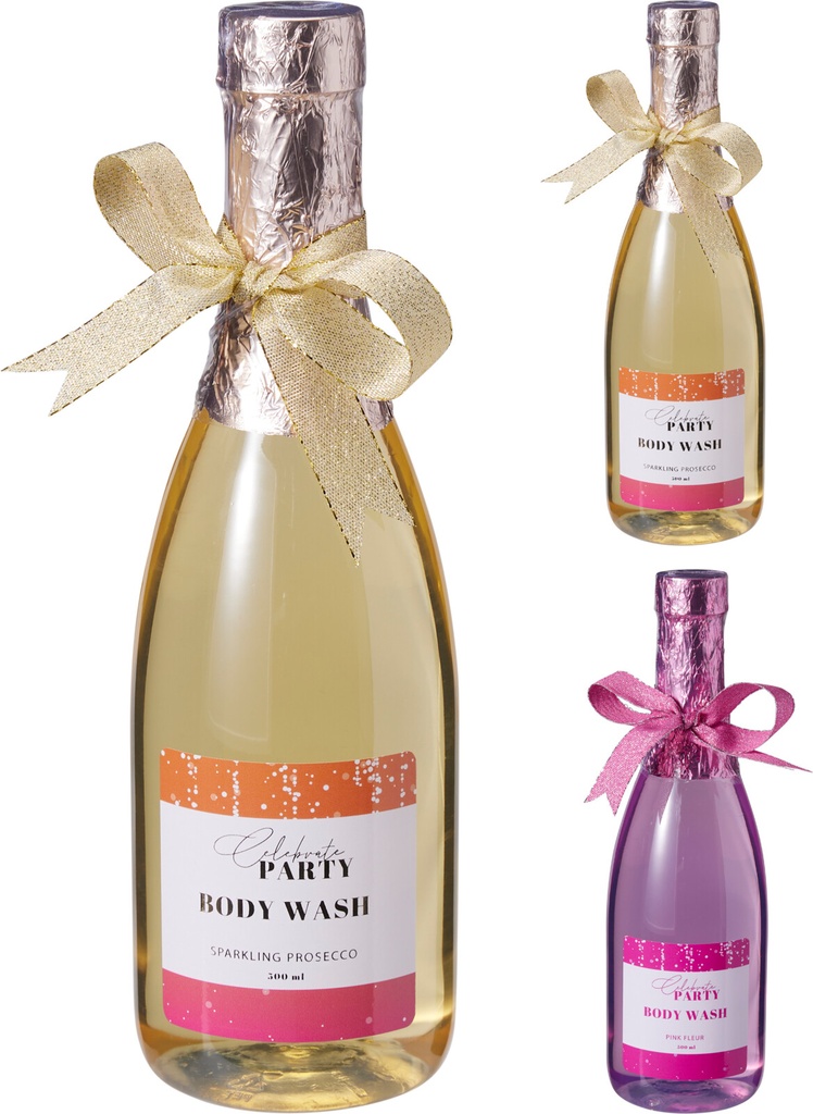 GEL DOUCHE EN FORME DE BOUTEILLE DE CHAMPAGNE - 2 PARFUMS (PROSECO ET FLEUR)
