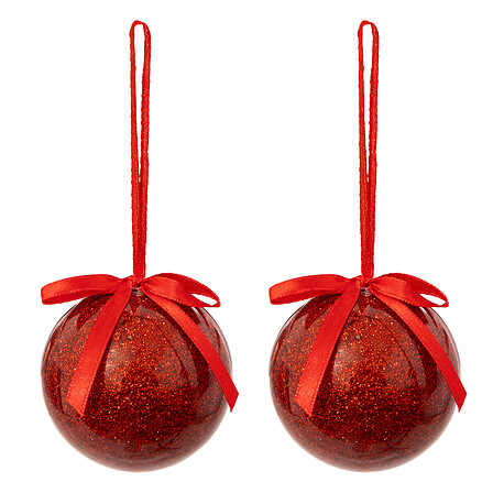 2 BOULES DE NOËL EN PAPIER - UNIE ROUGE - 60MM