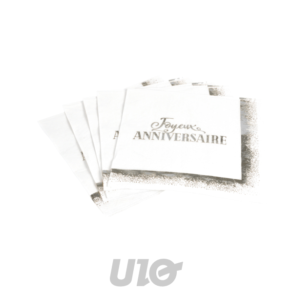 Lot de 20 Serviettes Anniversaire Argentées Homea 3 Plis 33x33cm