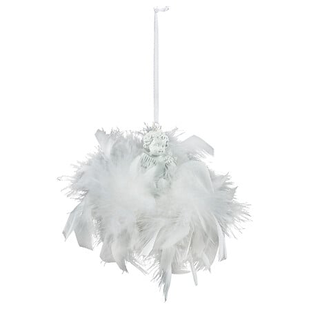 SUJET DE NOËL EN PLUME ANGE SUR COURONNE - D12xP7CM