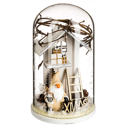 DÉCORATION DE NOËL EN BOIS SOUS CLOCHE - 11CM