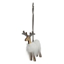 SUJET DE NOËL EN BOIS - RENNE AVEC FOURRURE - L11CM