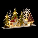 DÉCORATION LUMINEUSE DE NOËL EN BOIS - RENNES ET SAPINS - 30x10x17CM