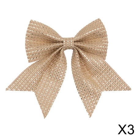 NOEUD DÉCORATIF EN JUTE - OR - 3 PIÈCES - 12X13CM