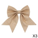 NOEUD DÉCORATIF EN JUTE - OR - 3 PIÈCES - 12X13CM