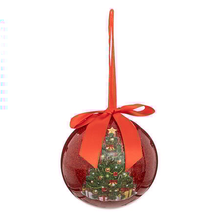 BOULE DE NOËL - GLITTER - ROUGE SAPIN - 100MM