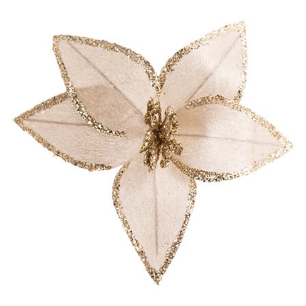 SUJET DE NOËL POINSETTIA BEIGE - 19CM