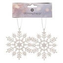 SUJET DE NOËL EN PLASTIQUE FLOCON BLANC AVEC PAILLETTES - LOT DE 2 PIÈCES - D10xP0,2CM