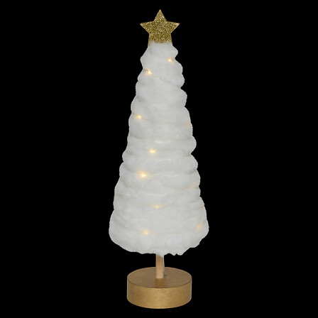SAPIN EN FOURRURE BLAND AVEC LED -  H38CM