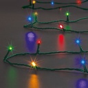GUIRLANDE LUMINEUSE EXTÉRIEURE - 10M - 100 LED - COULEUR DU FIL VERT - MULTICOLORE - 8 FONCTIONS - TIMER - SUR TRANSFORMATEUR 