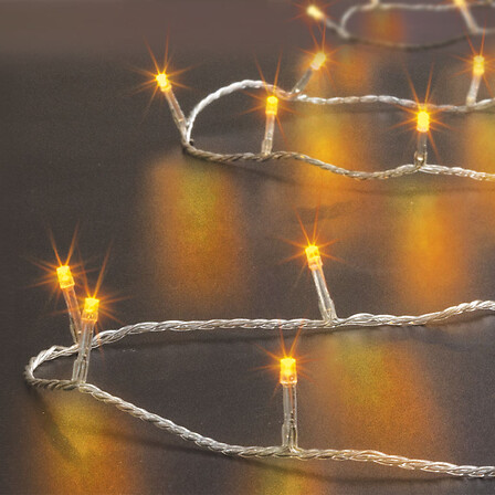 GUIRLANDE LUMINEUSE EXTÉRIEUR - 10M - 100 LED - COULEUR DU FIL TRANSPARENT - BLANC CHAUD - 8 FONCTIONS - SUR TRANSFORMATEUR