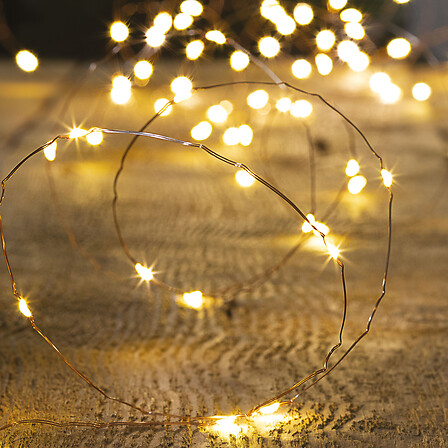 GUIRLANDE LUMINEUSE EXTÉRIEUR - 10M - 100 LED - COULEUR DU FIL CUIVRE - BLANC CHAUD - 8 FONCTIONS - SUR TRANSFORMATEUR