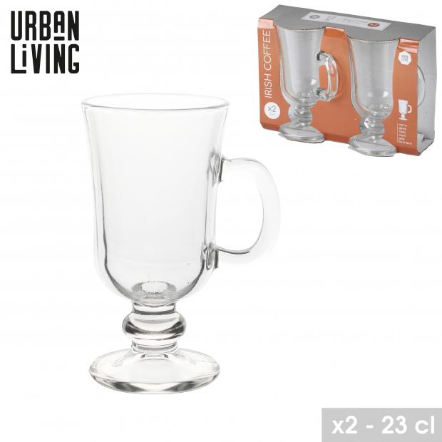 URBAN LIVING - 2 VERRES À IRISH COFFEE SUR PIED AVEC POIGNEE -  23CL