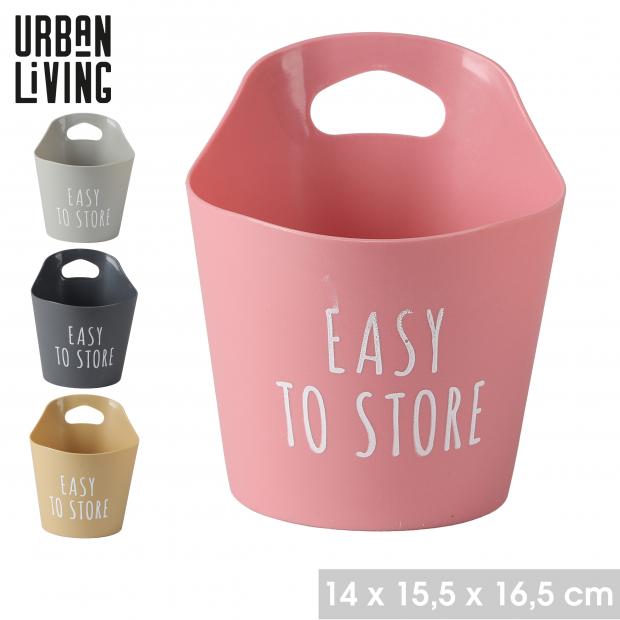 PASHA - PANIER DE RANGEMENT MULTI USAGE DECORÉ - D14XH17CM - 4 COULEURS ASSORTIES