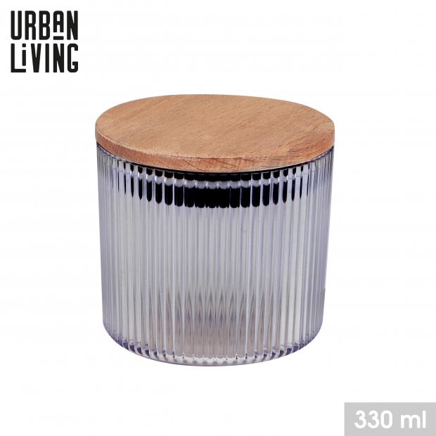 SAMBA - BOITE HERMÉTIQUE GRISE DE 330ML AVEC COUVERCLE EN BOIS - DIAMÈTRE 8,7XH8CM