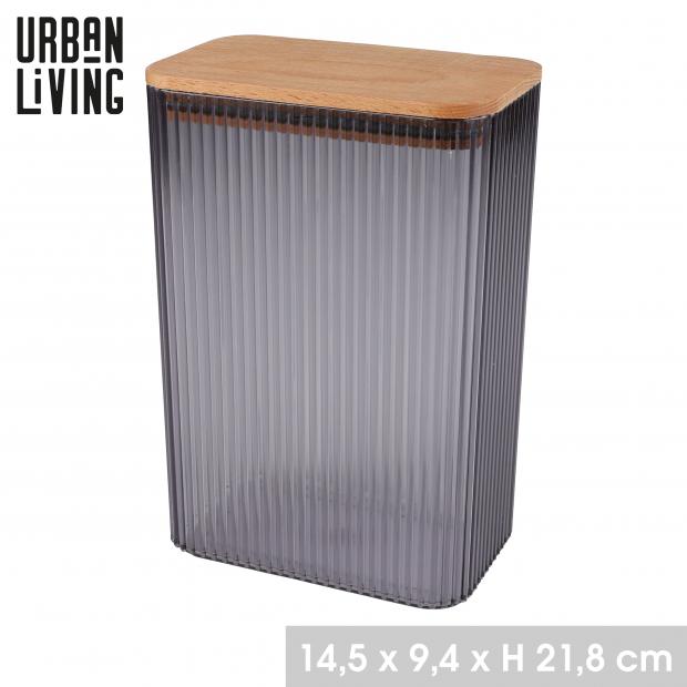 SAMBA - BOITE HERMÉTIQUE  GRISE DE 2 LITRES AVEC COUVERCLE EN BOIS - 14,5X9,4XH21,8CM