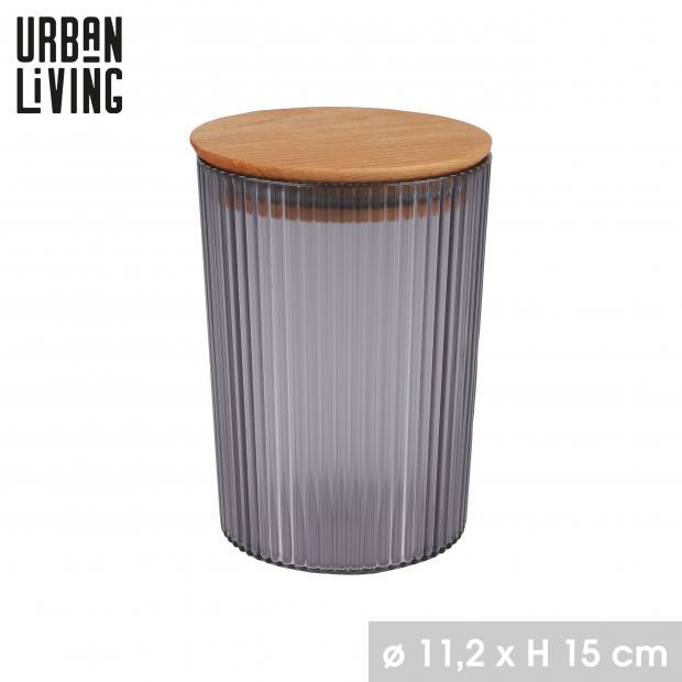 SAMBA - BOITE HERMÉTIQUE GRISE DE 900ML AVEC COUVERCLE EN BOIS - DIAMÈTRE 11,2CM X H15CM