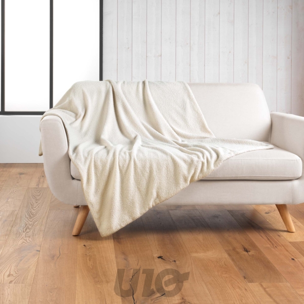 PLAID 125 x 150 CM BOUCLETTE UNIE WOOLY NATUREL