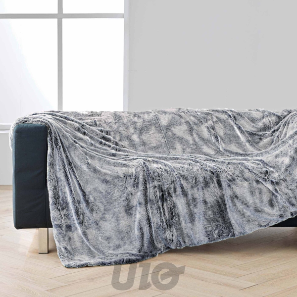 PLAID 180 x 220 CM IMITATION FOURRURE/POLAIRE ANTARTIC GRIS