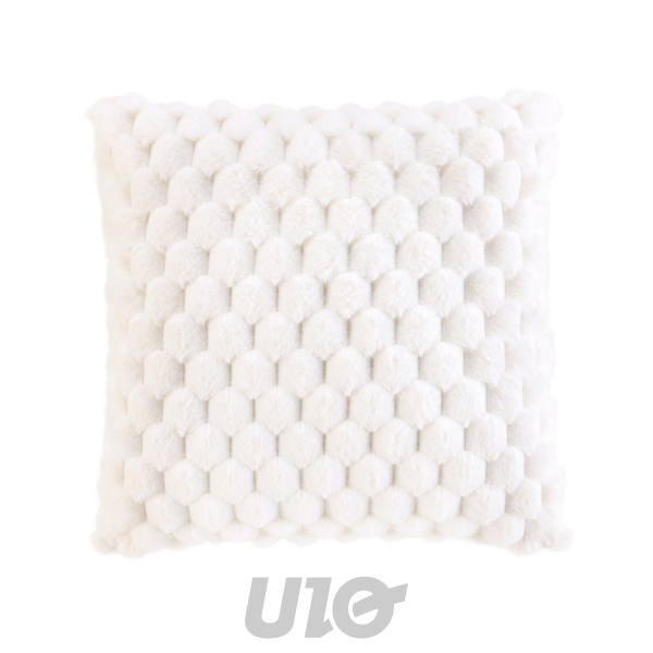 COUSSIN DÉHOUSSABLE 45x45 CM IMITATION FOURRURE/VELOURS FROSTY NATUREL