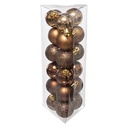 BOULES DE NOËL EN PLASTIQUE - 30MM - 18 PIÈCES - COULEUR BRONZE
