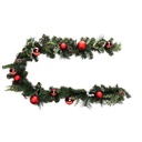 GUIRLANDE NATURE AVEC BOULES ROUGES -  H2MxD20CM