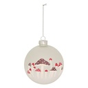 BOULE DE NOËL EN VERRE - 100MM - CHAMPIGNON BLANC