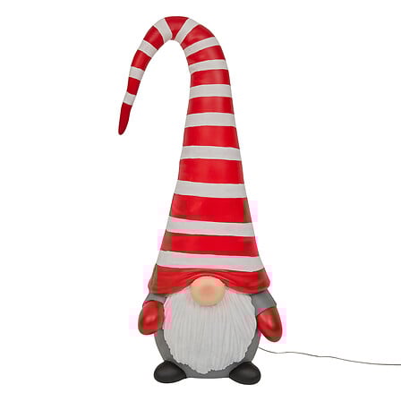 DÉCORATION INTÉRIEURE - GNOME LANTERNE EN MAGNÉSIE - 4 LEDS - L29,3xP23,7xH73CM - À 3 PILES AA NON INCLUSES