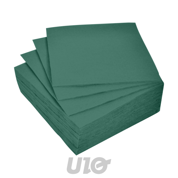 SET DE 40 SERVIETTES MICROGAUFRÉES VITAMINE - 2 PLIS - 38x38CM - VERT SAPIN