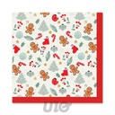 SET DE 20 SERVIETTES EN PAPIER - 3 PLIS - 33x33CM - MOTIF BISCUIT