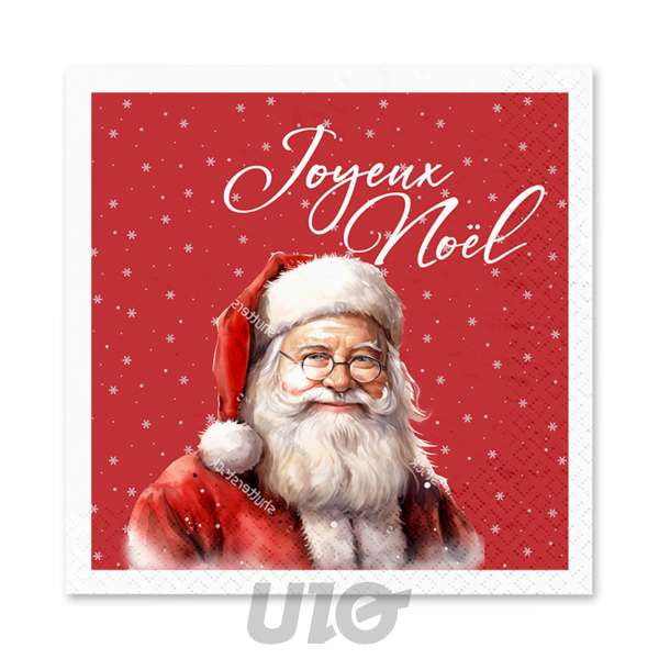 SET DE 20 SERVIETTES EN PAPIER - 3 PLIS - 33x33CM - MOTIF PÈRE NOËL