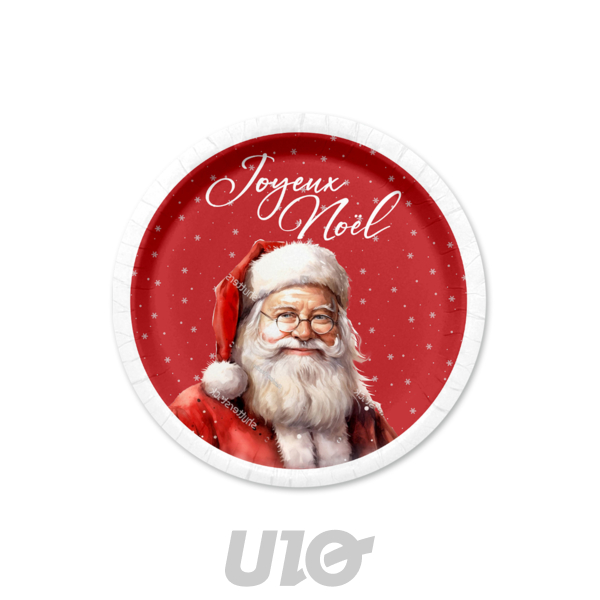 SET DE 6 ASSIETTES EN CARTON - D18.5CM - MOTIF PÈRE NOËL