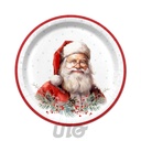 SET DE 6 ASSIETTES EN CARTON - D23CM - MOTIF PÈRE NOËL