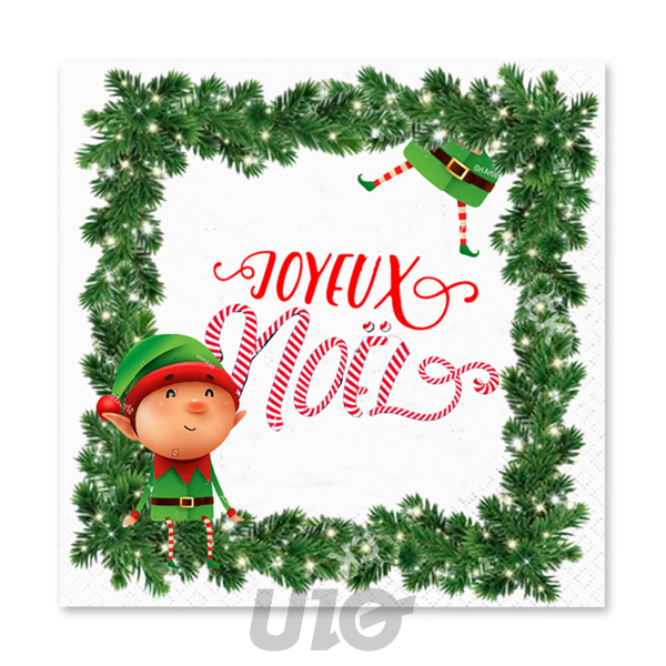 SET DE 20 SERVIETTES EN PAPIER - 3 PLIS -  33x33CM - MOTIF LUTIN FARCEUR