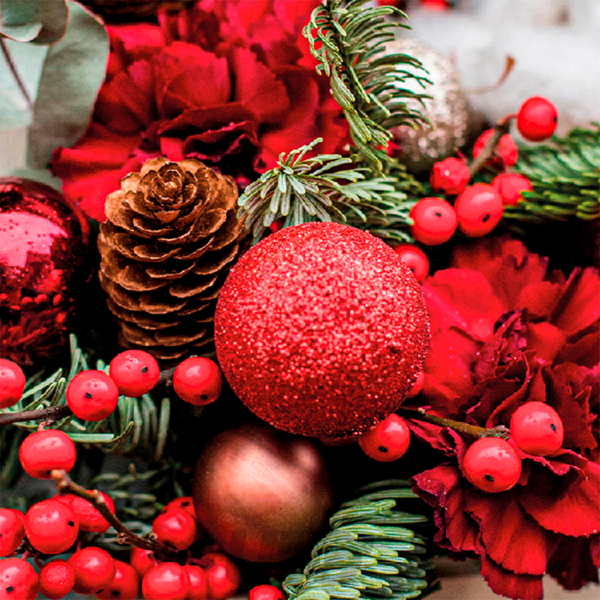 SET DE 20 SERVIETTES PAPIER - MOTIF COMPOSITION DE NOËL - 3 PLIS - 33x33CM