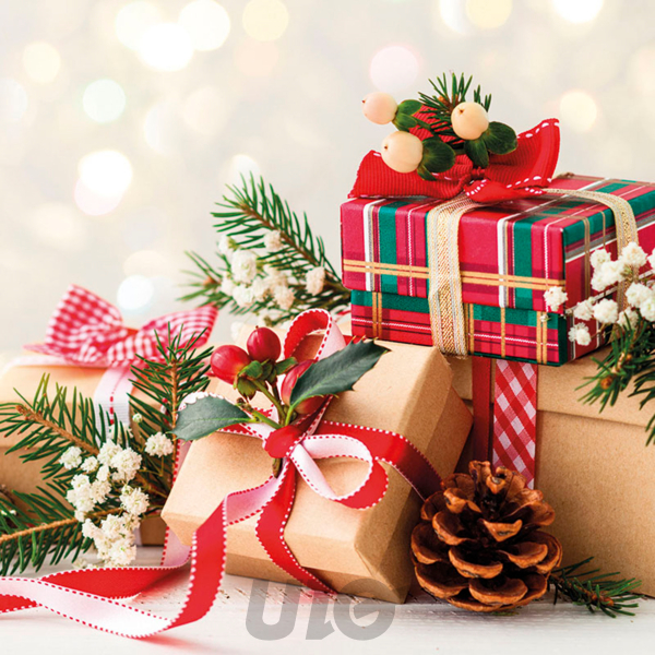 SET DE 20 SERVIETTES PAPIER - 3 PLIS - MOTIF BEAUX CADEAUX - 33x33CM