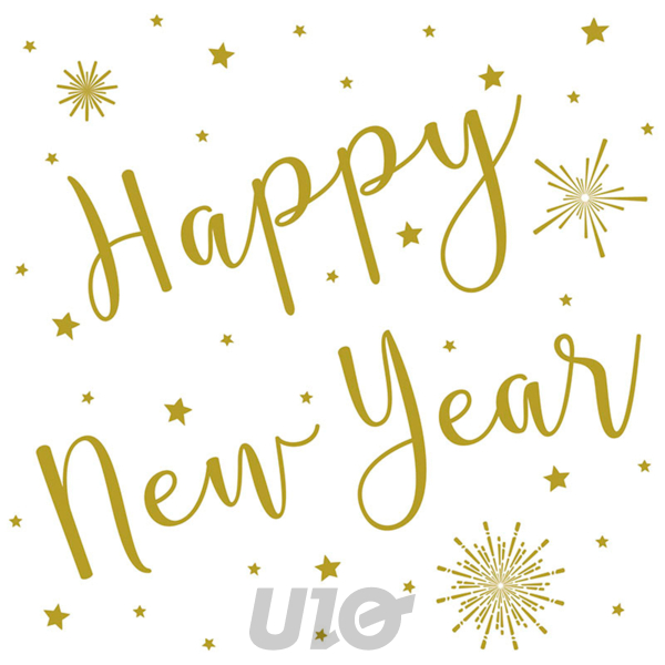 SET DE 20 SERVIETTES PAPIER - MOTIF HAPPY NEW YEAR OR - 3 PLIS - 33x33CM