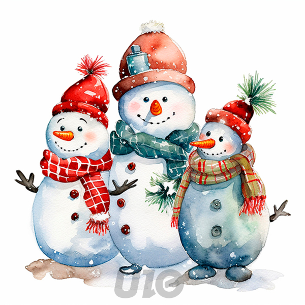 SET DE 20 SERVIETTES PAPIER - MOTIF 3 BONHOMMES DE NEIGE - 3 PLIS 33x33CM