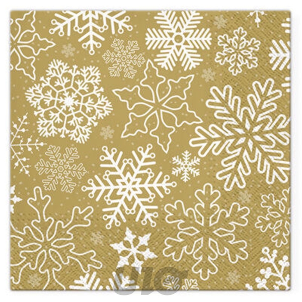 SET DE 20 SERVIETTES EN PAPIER - 3 PLIS - 33x33CM - MOTIF FLOCONS BLANCS