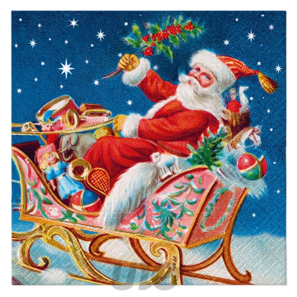 SET DE 20 SERVIETTES EN PAPIER - 3 PLIS -  33x33CM - MOTIF TRAÎNEAU ET RENNES