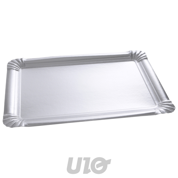 SET DE 3 PLATEAUX RECTANGLES - 34x45CM - COULEUR ARGENT