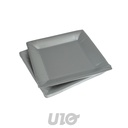 SET DE 20 ASSIETTES CARRÉES EN CARTON -  23CM - COULEUR ARGENT