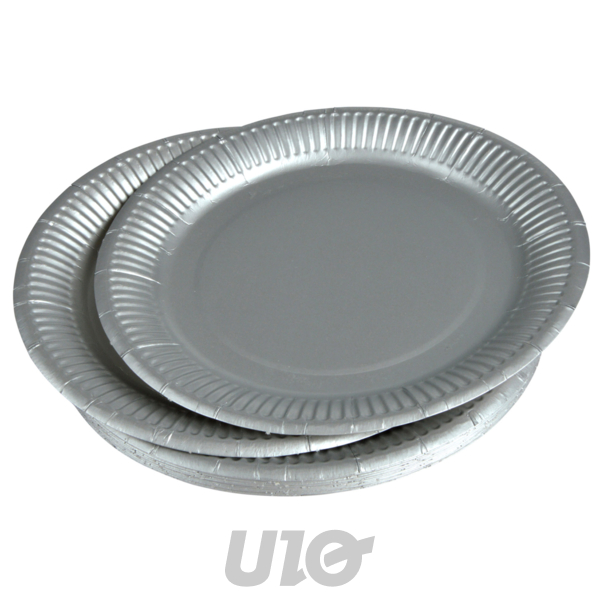 SET DE 10 ASSIETTES EN CARTON - D26CM - COULEUR ARGENT