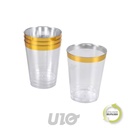 SET DE 6 GOBELETS EN PLASTIQUE RÉUTILISABLES - 30CL - LISERE OR