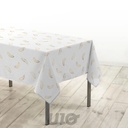 NAPPE RECTANGLE EN MICROFIBRE - 140x240CM - IMPRIMÉE MÉTALLISÉE ADORA BLANC-OR