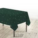 NAPPE RECTANGLE EN POLYESTER - 150x240CM -  IMPRIMÉE MÉTALLISÉE SAPIN VERT-OR