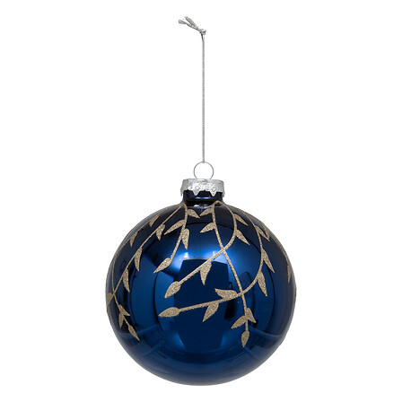 Boule de Noël en verre - 100mm - Pailletée Bleu