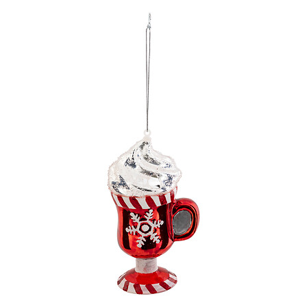 Sujet de Noël en Verre - Chocolat Chaud Frappé - Rouge - H12cm
